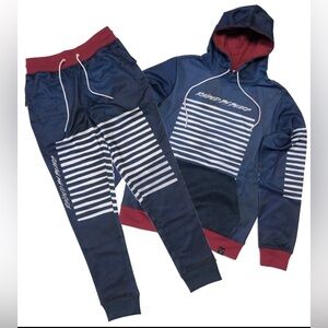 CIVILIZED RAISED BY BEARS JOGGER SET W/ SUEDE TRIM STYLE#CV5149-5150
COLOR: NAVY